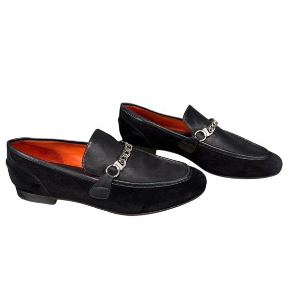 rag & bone Black Leather and Suede Loafers with Silver Detail - Picture 3 of 11